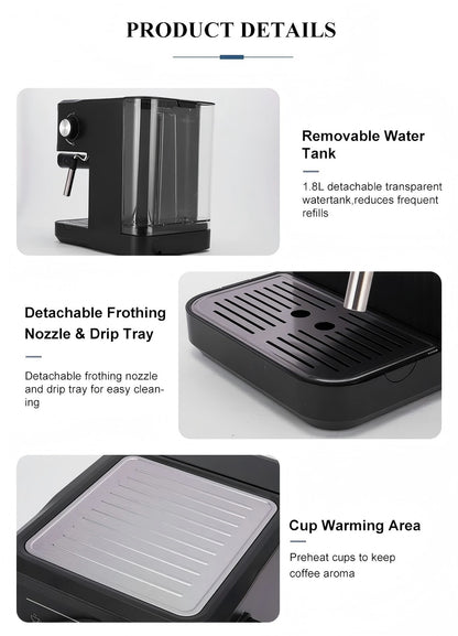 Cross-Border Delivery Coffee machine Italian Coffee Machine20Bar Household High-Pressure Extraction Concentrated Milk Frother