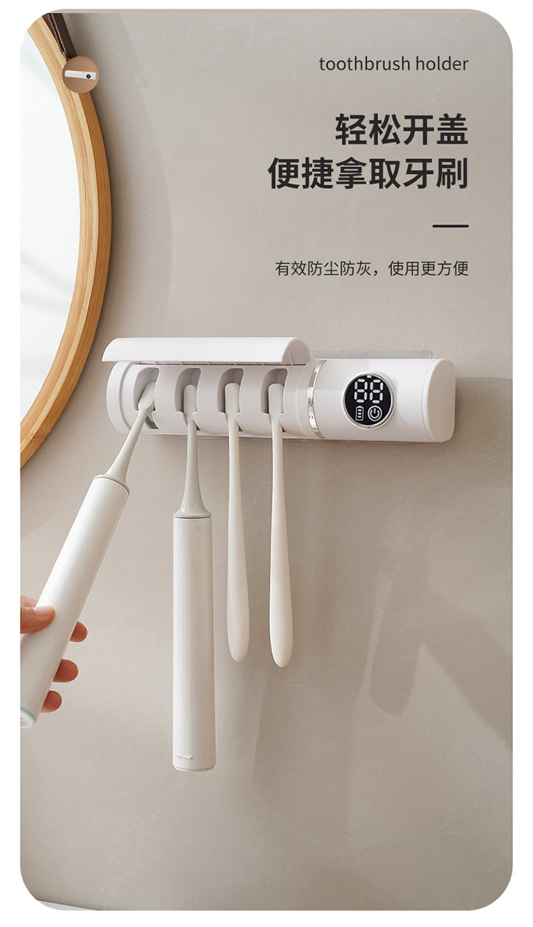 New Toothbrush Sterilizer UV UV Sterilization Air-Drying Toothbrush Disinfection Box Bathroom Toothbrush Holder No Drilling Required