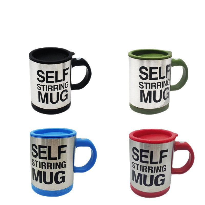 Portable Stainless Steel Double-layer Electric Lazy Coffee Cup Fully Automatic Creative Magnetic Milk Stirring Mug Magnetic Suction