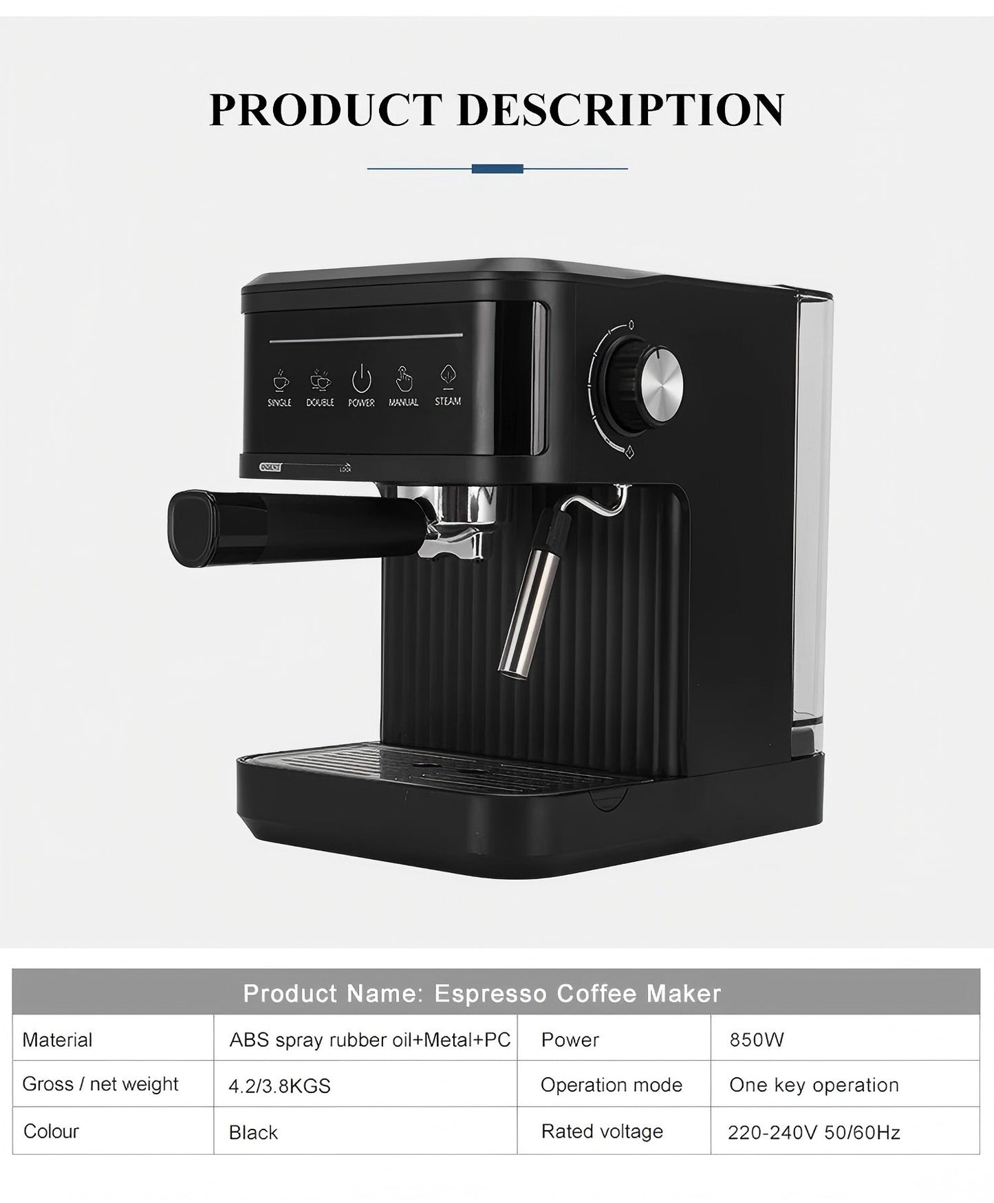 Cross-Border Delivery Coffee machine Italian Coffee Machine20Bar Household High-Pressure Extraction Concentrated Milk Frother