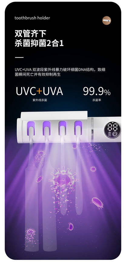 New Toothbrush Sterilizer UV UV Sterilization Air-Drying Toothbrush Disinfection Box Bathroom Toothbrush Holder No Drilling Required